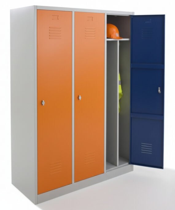 Kirli Temiz Bölmeli Metal Üçlü Kapaklı Soyunma Dolabı