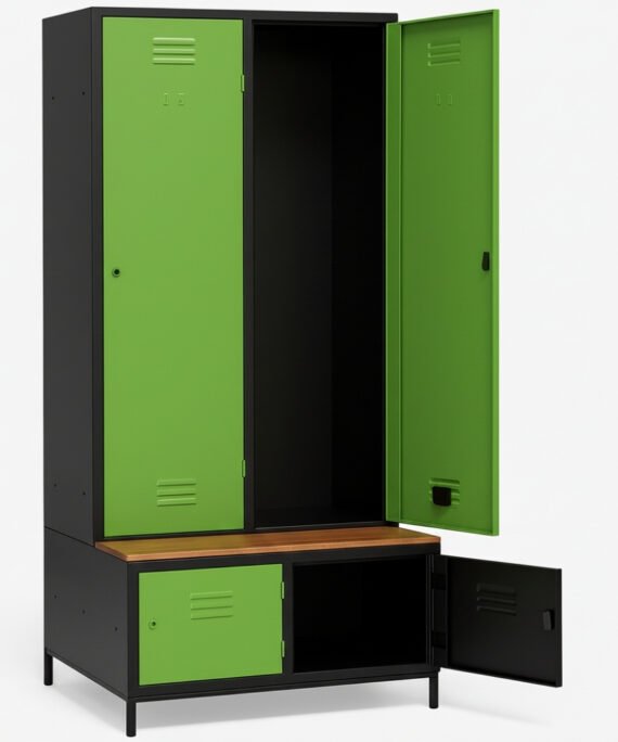 Kirli Temiz Bölmeli Banklı Ayakkabılıklı Soyunma Dolabı