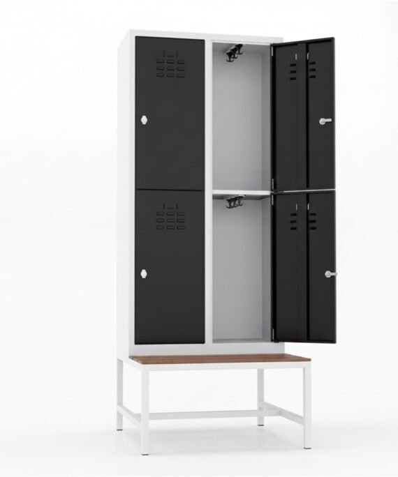 Oturma Banklı 4’lü Metal Soyunma Dolabı