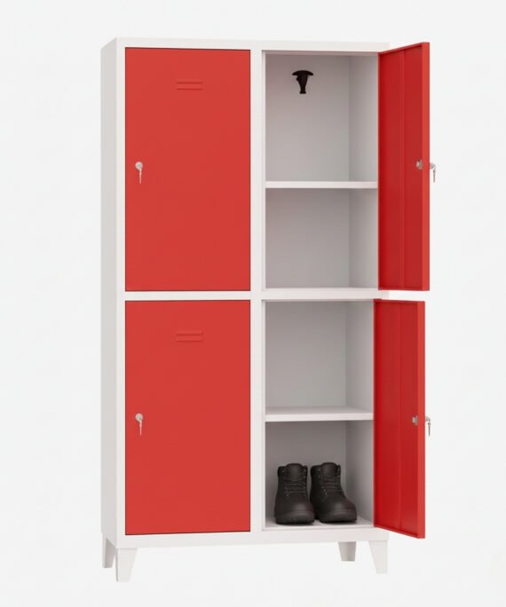 Ayakkabı Raflı Dörtlü Metal Soyunma Dolabı