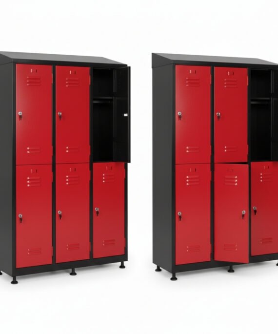 Eğimli Plastik Ayaklı Altılı Personel Soyunma Dolabı